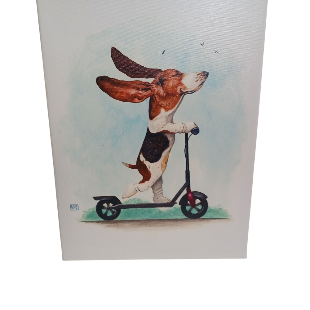 Dog on Scooter Canvas Art